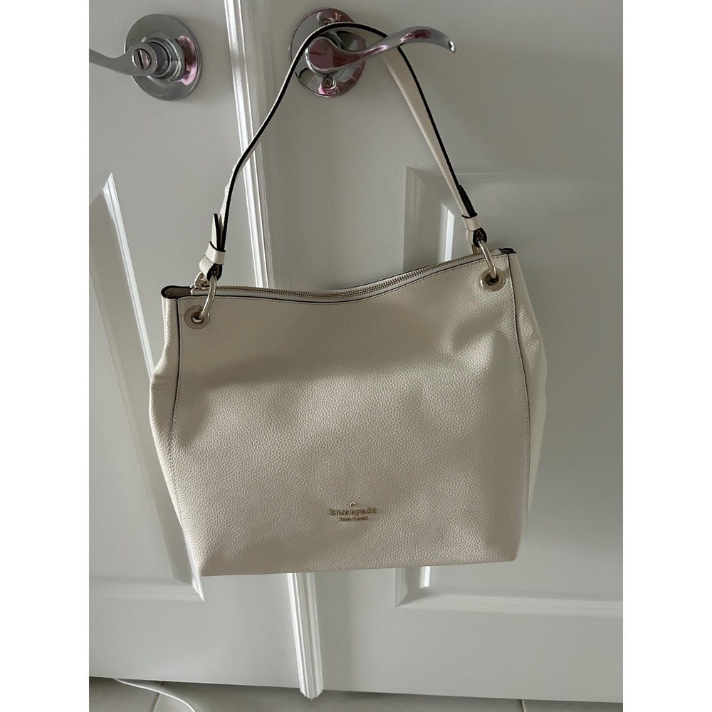 Kate Spade New York Parchment Pebbled Leather Hobo Shoulder Bag Off-White
